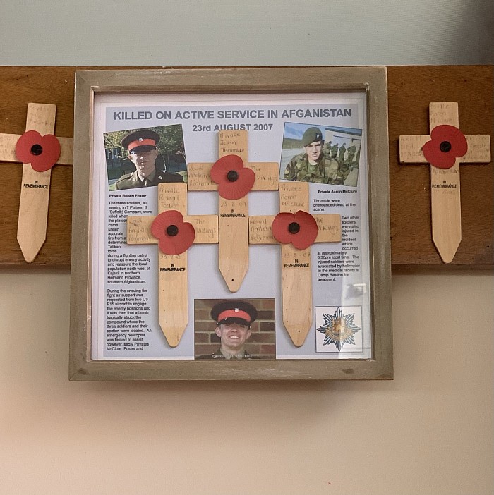 A new memorial for Privates Thrumble, McClure and Foster provided by the new committee.