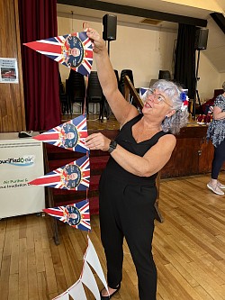 And stringing the bunting.